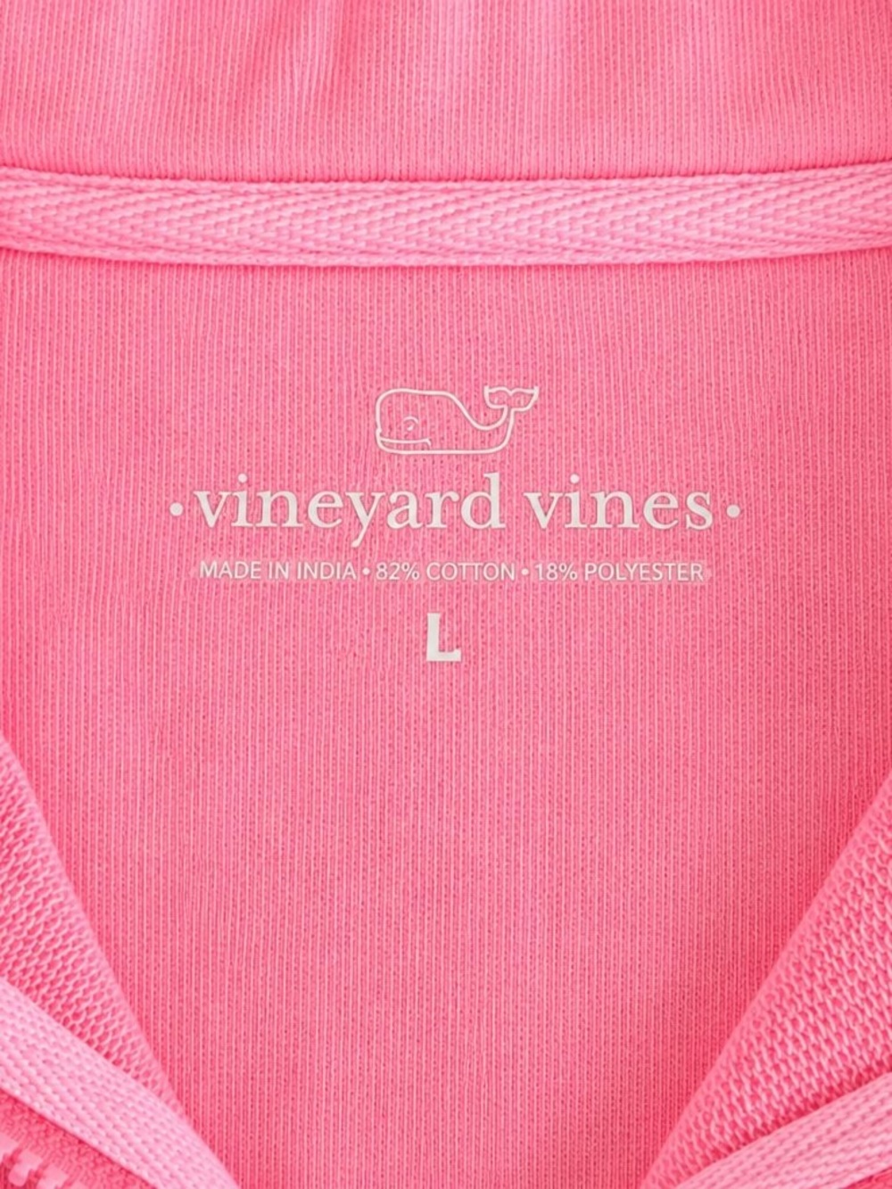 Vineyard Vines Men's “Washed Neon” Pink Quarter-Zip Pullover - Picture 4 of 5